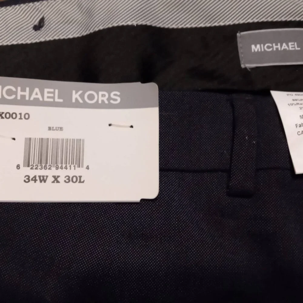 NWT Michael Kors Dark Blue Matisse Dress Trouser Pants Flat Front 34X30 - Picture 5 of 7